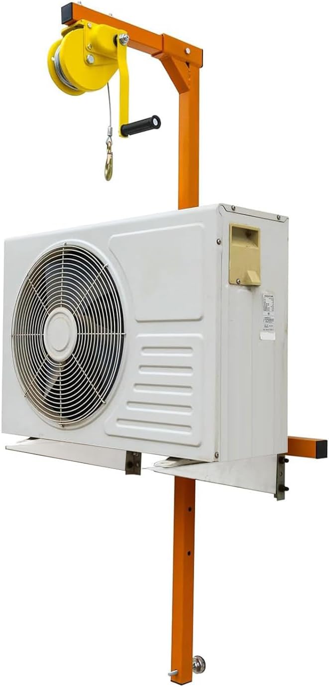 Air Conditioner Installation Lift Tool Set 550 lbs Capacity Hoist Crane Kit with 1200 lbs Hand Winch Essential Equipment for Easy AC Installation and Support.