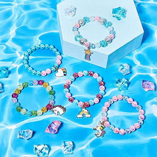 Hicarer 9 Pcs Unicorn Girls Bracelets for Girls Rainbow Bracelets Princess Colorful Cute Beaded Jewelry for Friendship Gift Goodie Bag Stuffers Fillers Birthday Party Favors(Bead Style)4