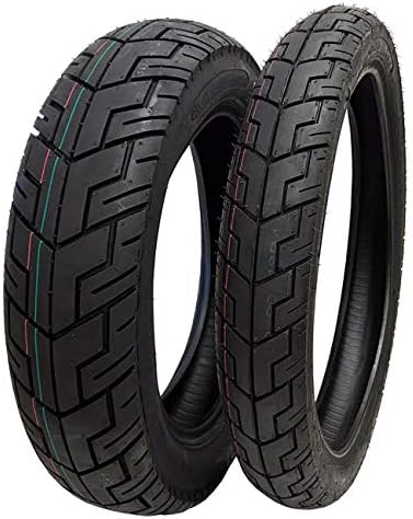 MMG TIRE SET COMBO: Front Tire 90/90-18 and Rear Tire 130/90-15 for Motorcycles Cruiser Chopper Street Tread - Model P47