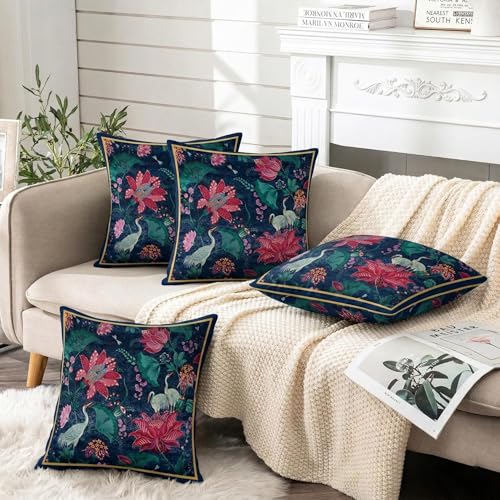 Image of ishro home Premium Cushion Cover 16 inch x 16 inch | Luxury European Mosha Fabric | Love at First Sight Designs | Hidden Zipper | Machine Washable, Non- Fading | (4, Imperial Palace, 16 x 16 Inches)