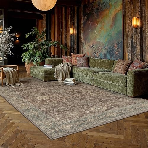 PureCozy Vintage Rouge Tapis Salon 160x230cm Chambre AntidéRapant Lavable en Machine Grand Carpet Descente de Lit Salle a Manger Chambre Adulte Poil Ras Doux...