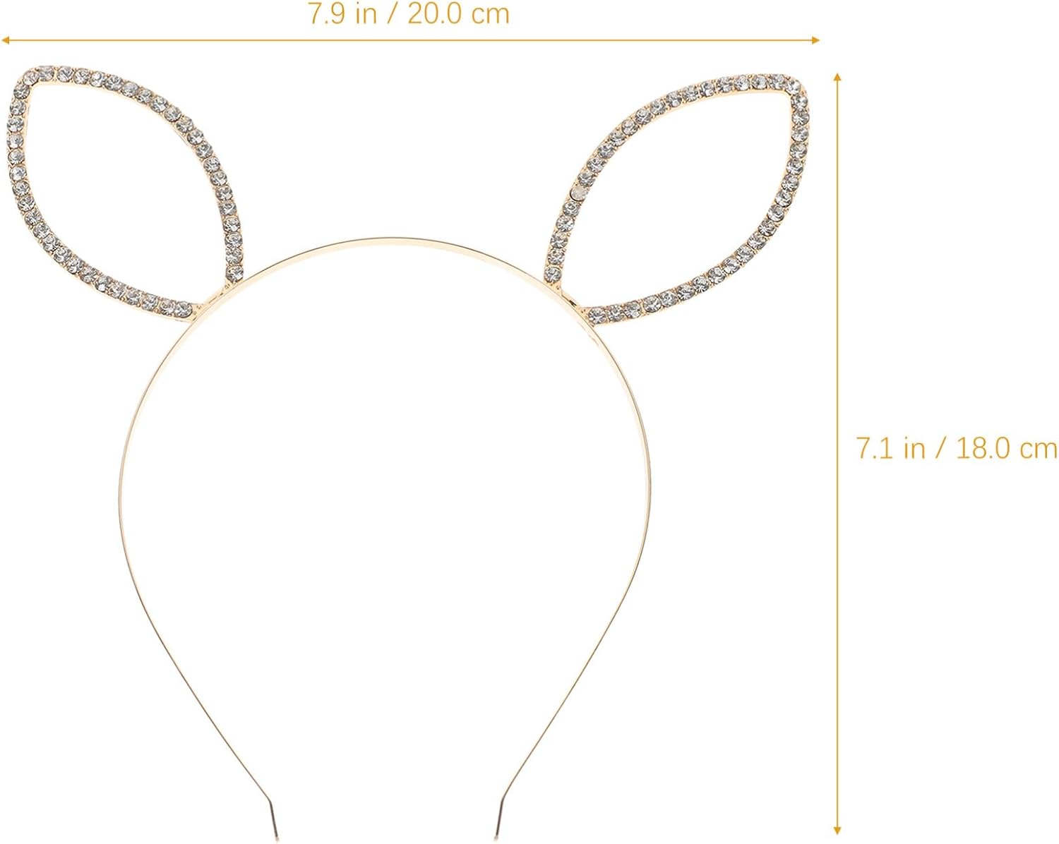 Beaupretty Rhinestone Headband with Rabbit Ears Metal Hairband for Women Girls Stylish Bunny Ear Hair Accessory for Parties and Easter 7.87X7.08 Inches
