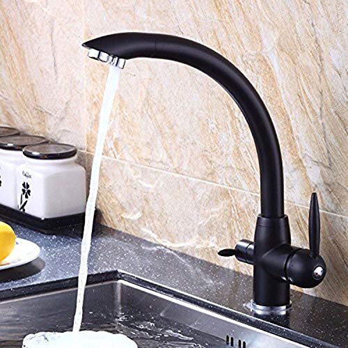 Robinet de salle de bain cuisine noir à double commande manuelle - 2