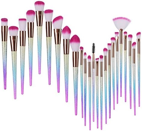 AMMIY Mermaid Makeup Brushes Set Foundation Eyebrow Concealer Cosmetic Eyeshadow Blush Face Powder Foundation Blending Blush