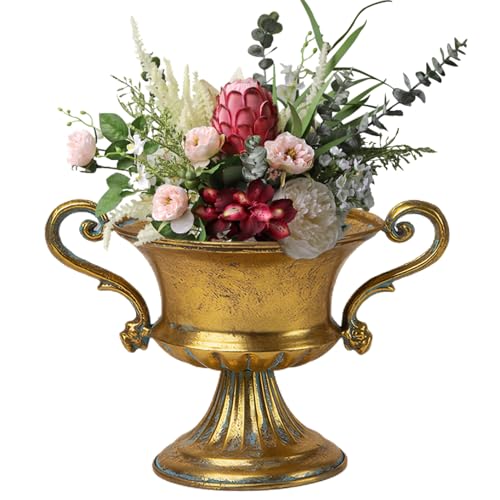 Vase en métal doré de 6 pouces style trophée chic pour centres de table raffinés - 2