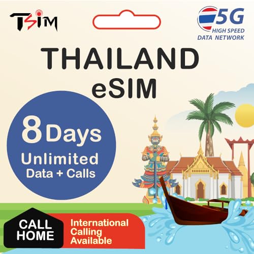 eSIM Thaïlande data illimitée avec hotspot et appels locaux