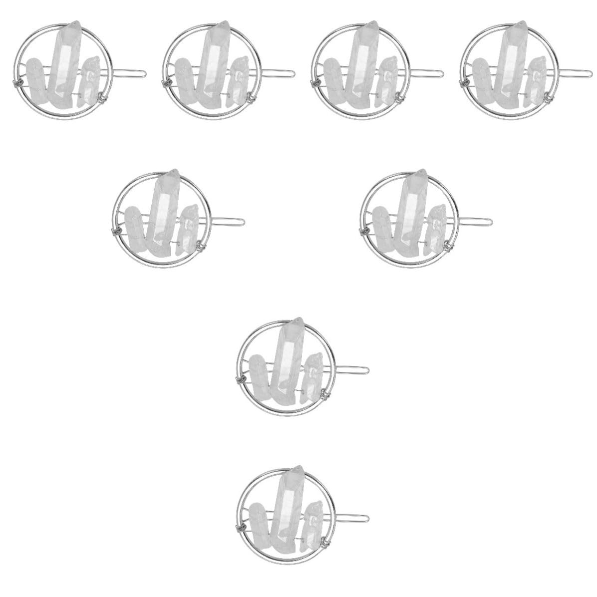 Abaodam 8 Piezas Pinza Cabello Geométrica de Cristal Blanco Diseño Circular, Accesorio Elegante y Funcional para Decoración y Peinado en Mujeres