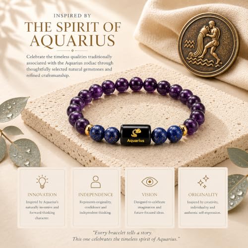 Image of Zodiac Bracelet for Men & Women | 12 Zodiac Signs & Rashi Collection | Natural Crystal Bracelets | Lab Tested Natural Stones | Premium Gift Box & Velvet Pouch
