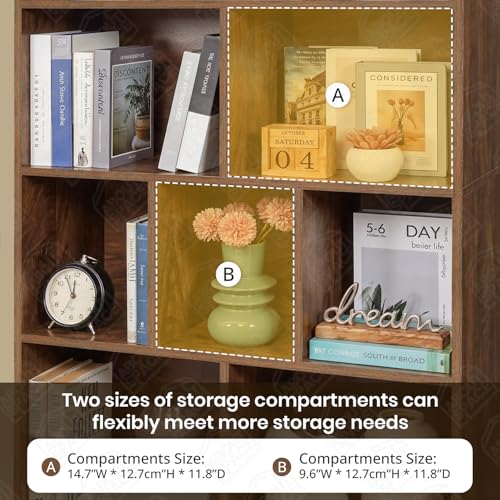 Image of ABOUT SPACE Tall Book Shelf for Home - 10 Shelves with Bottom Closed Compartment Engineered Wood Book Rack for Study Room Book Organizer Stand for Library, Living Room(L80 x B30.5 x H181.5cm -Walnut)