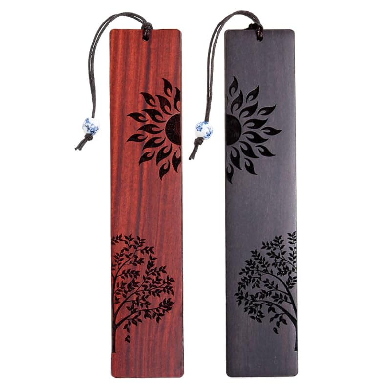 NTRUXZP 2 piezas Marcadores de Libros, Marcapáginas de madera para amantes de los libros, marcapáginas de madera hecho a mano marcapáginas hueco para marcapáginas vintage regalo para mujeres hombres