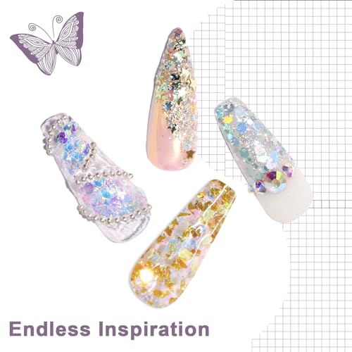 Laza 8 Colors Nail Art Glitter Diamond Dust Iridescent Nail Powder Chunky Glitter Confetti Foil Flakes Sequins for Nail Art Supplies, Gel Polish, Mermaid Makeup, Body, Resin — Dancing Sparkle