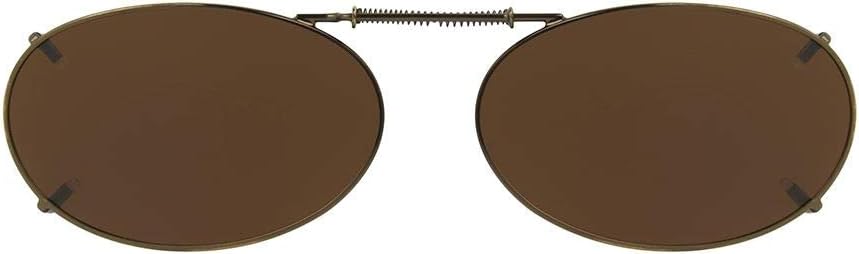DiopticsSolar Shield size 48 Oval 2 Amber Driving lens Polarized Clip on Sunglasses full frame