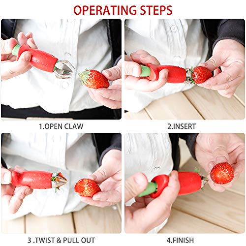 Honorall Descascador de morango Slicer Stem Remover Corer para Morangos Tomates Caqui Cereja