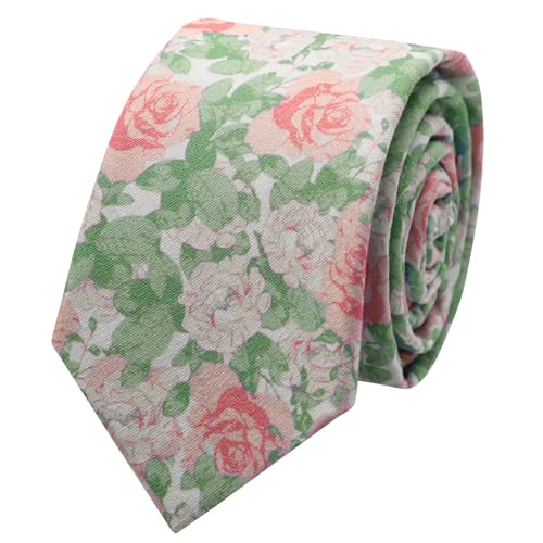 Image of Floral Ties Skinny Tie for Men, Cotton Mens Neckties for Weddings | 2.56'', floral, slim, soft and comfortable, men's neckties for casual, business, party, daily, dating