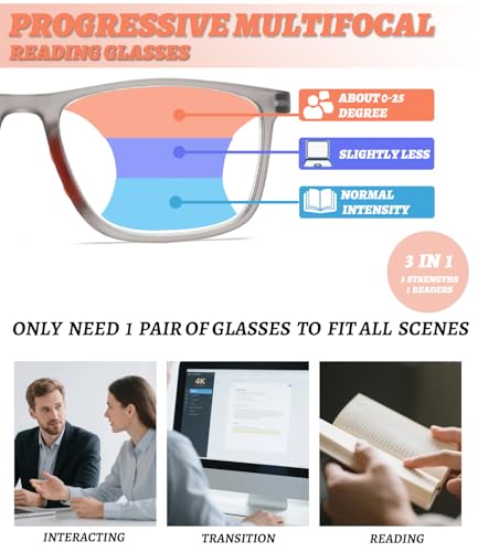 Image of TR90 Progressive Photochromic Blue Light Reading Glasses,Cheaters Readers