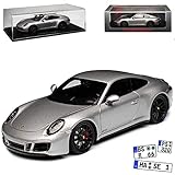 Aus Resine mit Plastikteilen Spark Porsche 911 991 II Carrera 4 GTS Coupe Silber Modell ab 2012 Ab Facelift 2015 1/43 Modell Auto mit individiuellem Wunschkennzeichen