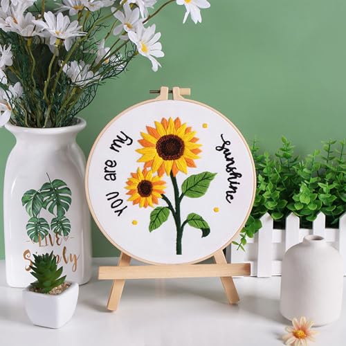 Image of Louise Maelys Embroidery Kits for Beginners,Cross Stitch Kit for Adults,DIY Needlepoint with Sunflower Pattern-You are My Sunshine