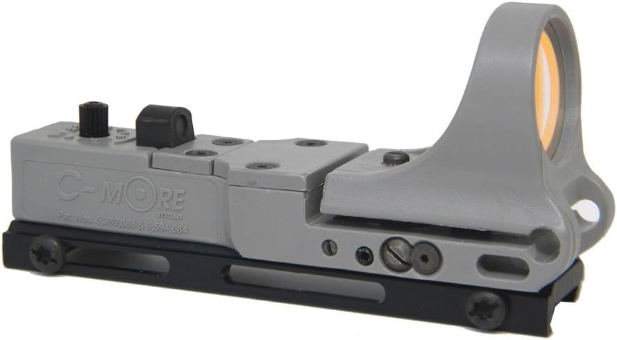 Railway Red Dot Sight, Standard Intensity Switch, 8 MOA, 1x Magnification, Made of Polymer, Ultra Bright, All Weather, Waterproof, Lightweight, Gray