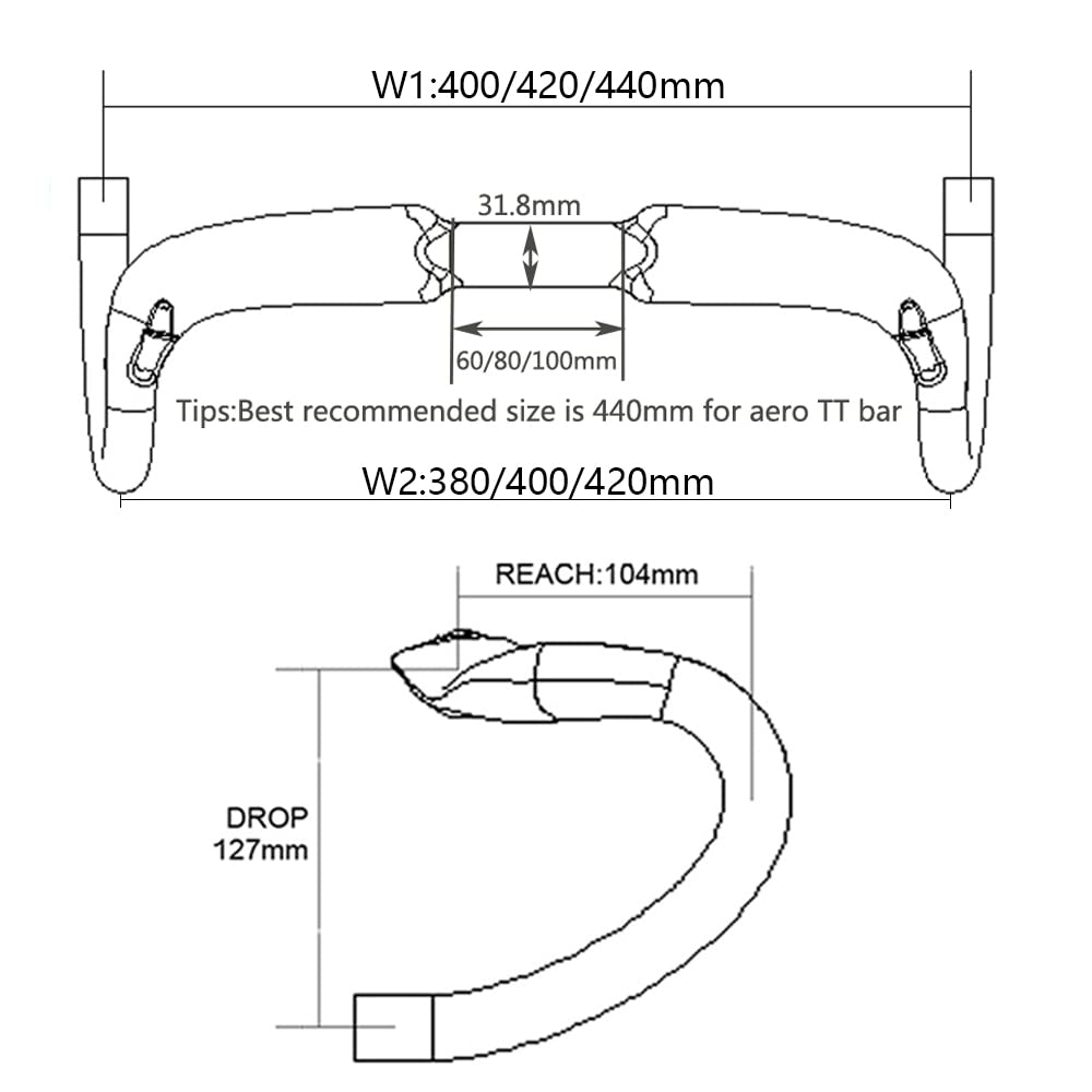 guidon velo route,RXL SL guidon en carbonne velo de route 1-1/4"routage interne UD mat 440mm