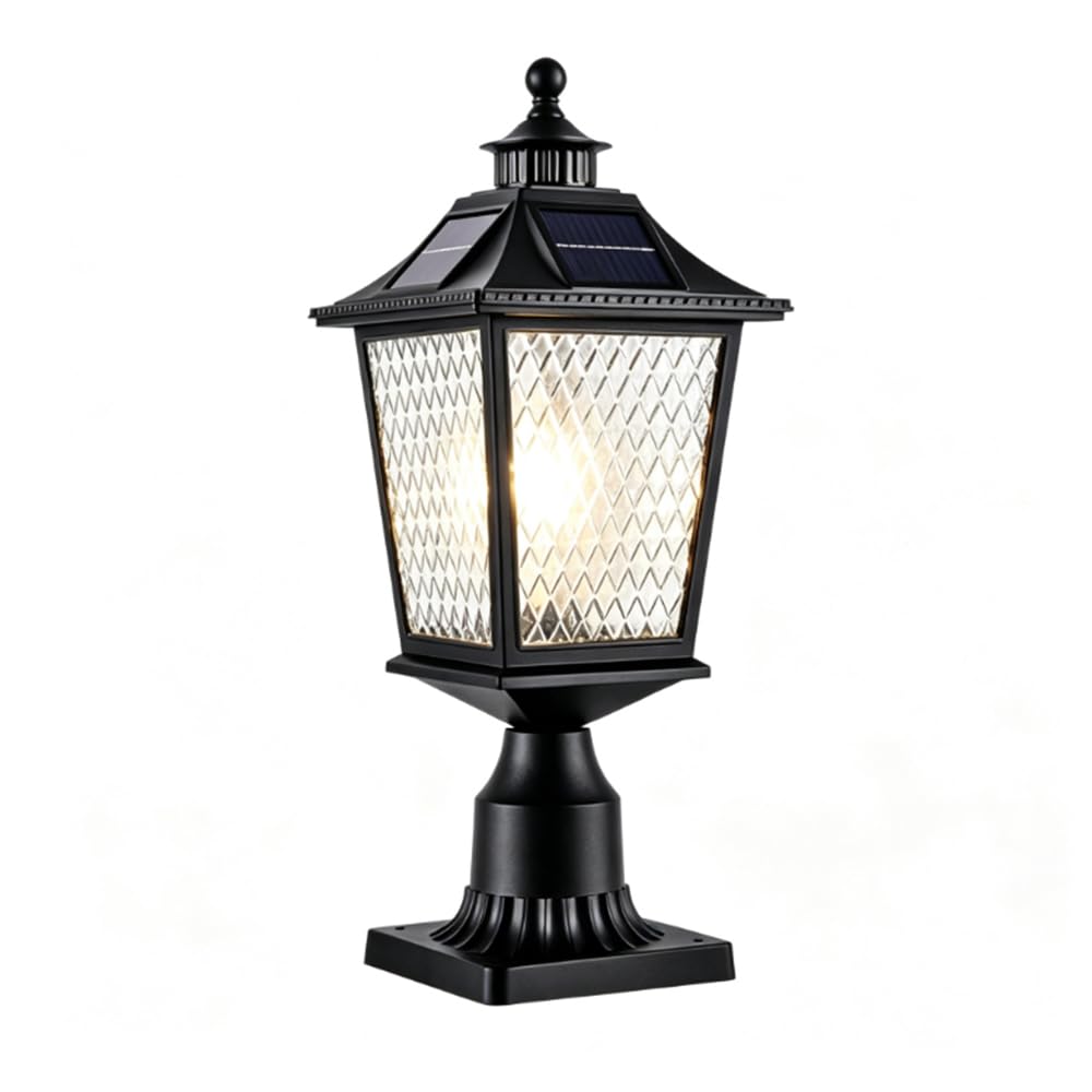 Zewnętrzna czarna lampa filarowa wodoodporna solarna lampa