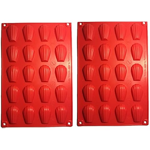 Fasmov 2 Stück Madeleine Backformen Silikon Madeleines Backform Backblech 18 Mulden mit Antihaftbeschichtung Cover