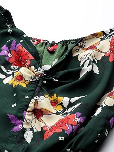 Image of Aarika Womens Dark Green Color Georgette Middi