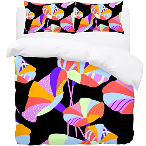 Parure de lit avec housse de couette anti-plis texture douce fleurie