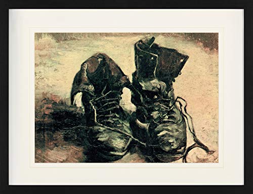 Dimensioni : 80 x 60 cm 1art1 Vincent Van Gogh Poster Natura Morta, Paio di Scarpe 1886 Quadro in Cornice con Pregiato Passepartout  Immagini A Parete  in Una Cornice 80x60 cm