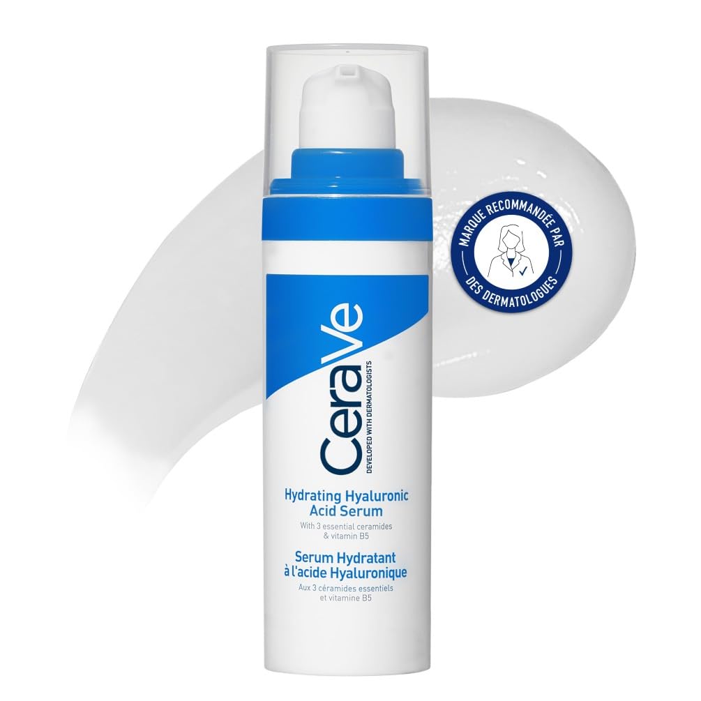 CeraVe Feuchtigkeitsspendendes Hyaluronsäure Serum, Aufpolsterndes Gesichtsserum für trockene bis normale Haut, Mit 3 essenziellen Ceramiden und Vitamin B5, 30 ml