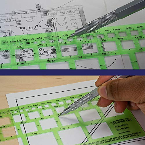 Image of Pacific Arc Squares Template Guide, 39 Squares ranging from 1 /16 inch to 1 and 3 /8 inch