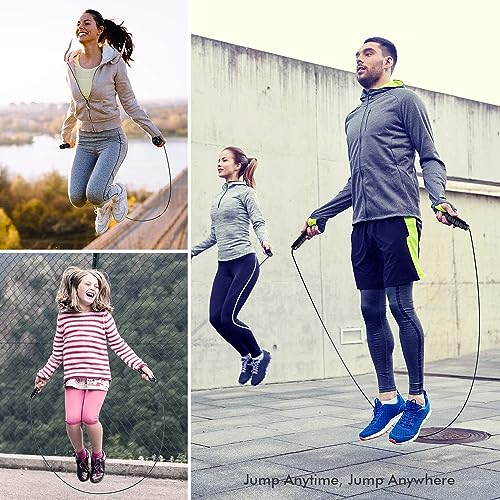 Image of Jump Rope, Tangle-Free Rapid Speed Jumping Rope Cable with Ball Bearings for Women, Men, and Kids, Adjustable Steel Jump Rope Workout with Foam Handles for Fitness, Home Exercise & Slim Body (Black)