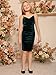 SOLY HUX Girl's Spaghetti Strap Ruched Splie Hem Velvet Bodycon Slip Dress Dark Green 7Y