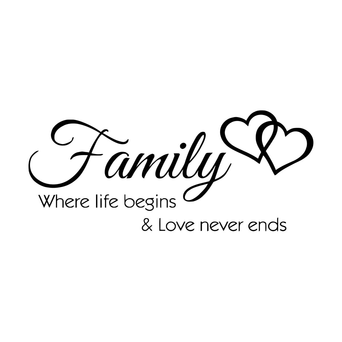 DIY Family Where Life Begins Love Never End Words Quotes Decal Photo Frame Home Decal Wall Sticker Heart Wedding Decorative Small - 24x57cm