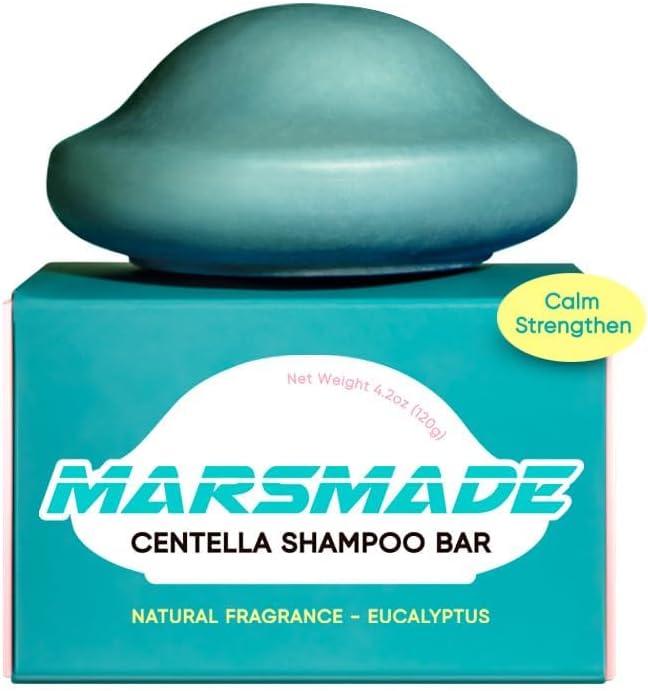 MARS MADE Centella Shampoo Bar 2.0 - Hydrating & Moisturizing Natural Hair Soap Bar Shampoo for Hair & Scalp Nourishment - Bathing Soap Solid Shampoo for All Hair Types (120g, 4.23oz)