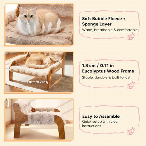 Lit pour chat intérieur grand coussin douillet et perchoirs modernes 30 kg