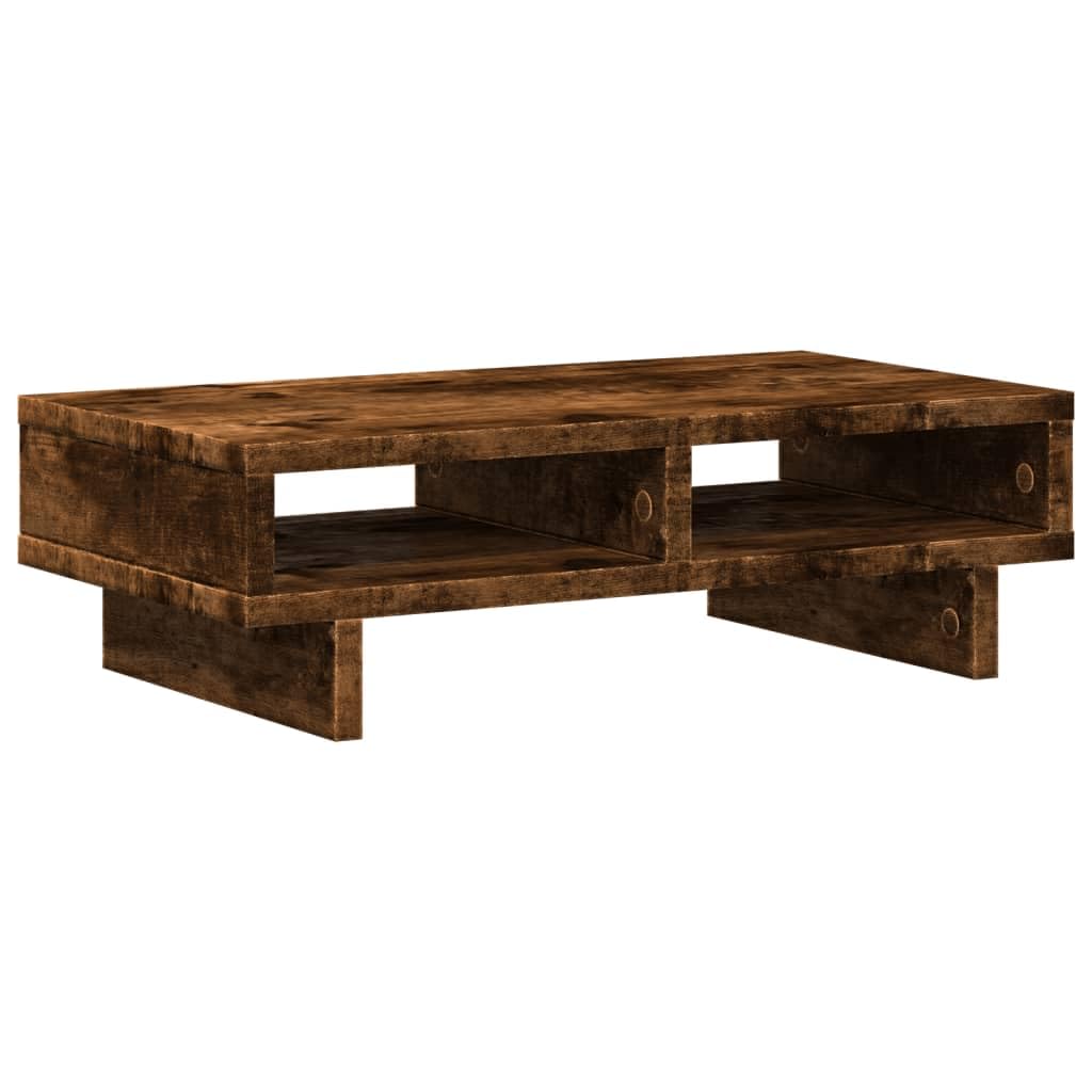 Soporte para monitor de madera de roble ahumado, 50 x 27 x 15 cm, altura regulable, ergonómico, para ordenadores, portátiles, PC, portátiles, oficinas en casa, oficina, escritorio de pie