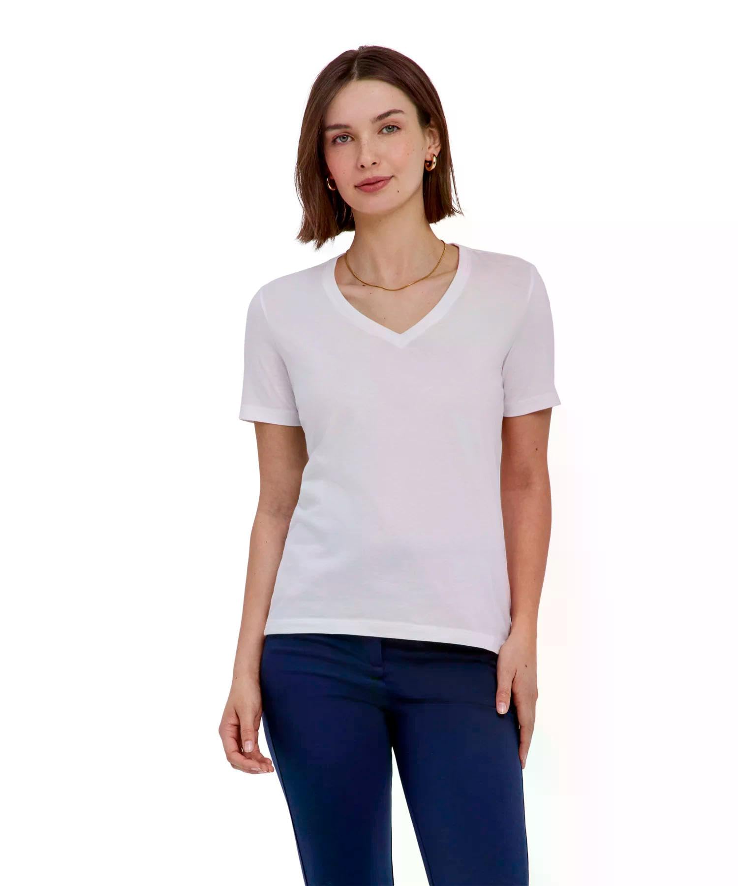 FALKE Damen Basic V-Neck T-Shirt weich hautfreundlich atmungsaktive Baumwolle 1 Stück