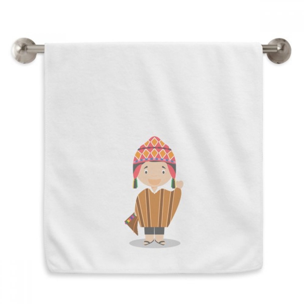 Serviette de toilette blanche Pérou en coton doux dessin animé pour sdb