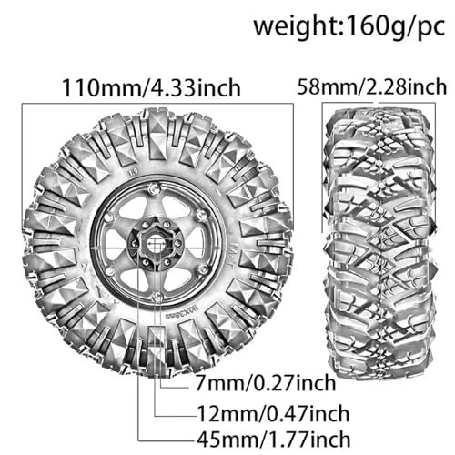 Jantes et pneus beadlock en aluminium 1.9 pour scale crawler - 4
