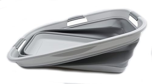 Miniatura 3 de SAMMART Juego de 2 cestas plegables de plástico para la ropa sucia de 44 litros (11.6 galones) - Contenedororganizador plegable - Tina de lavado