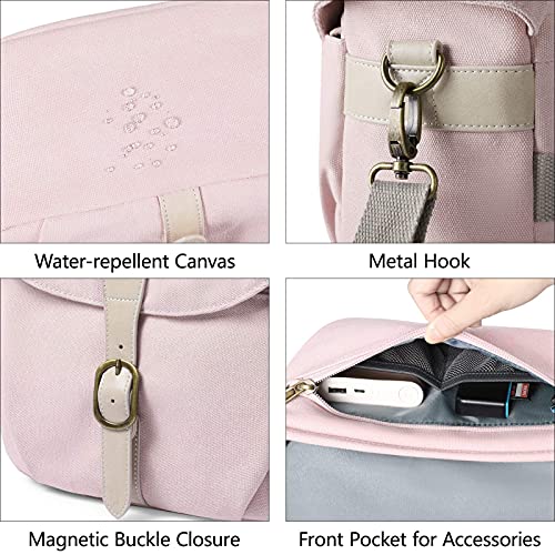 Bagsmart Camera Bag, Slr Dslr Canvas Camera Case, Vintage Padded Camera Shoulder Bag With Rain Cover For Women And Men, Pink #TOP3