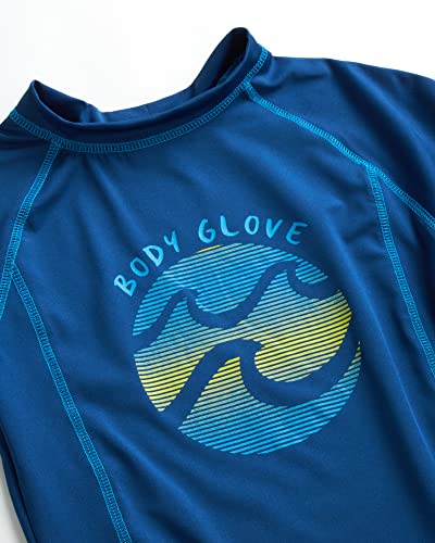 Body Glove Boys’ Rash Guard Set – Upf 50+ Swim Shirt And Bathing Suit Trunks – Swimwear Set For Boys (4-12), Size 6, Navy Green Stripes #TOP3