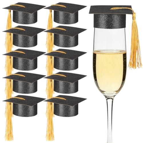Mini chapeaux de diplôme (lot de 10) pour déco de bouteille de vin et cupcake de fête