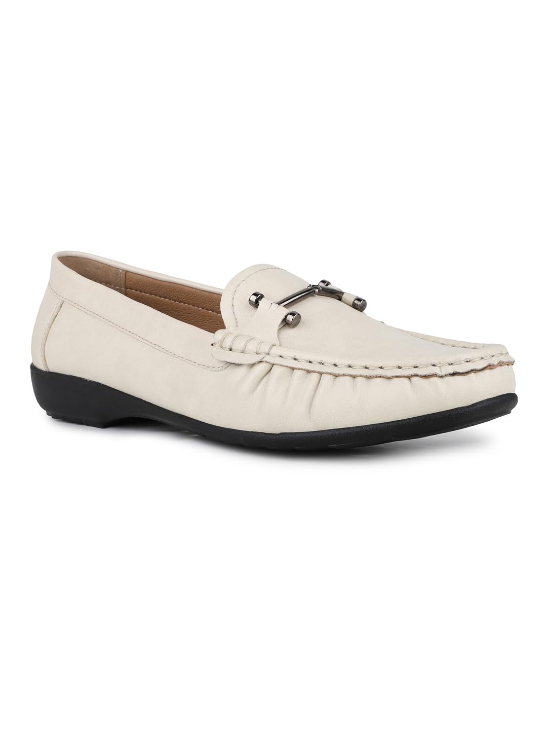 Womens Women Cream Casual Solid Round Toe Loafers Loafer-image-47