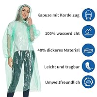 Opret 5 Stück Durchsichtig Regenponcho Damen Herren – Ansicht 5