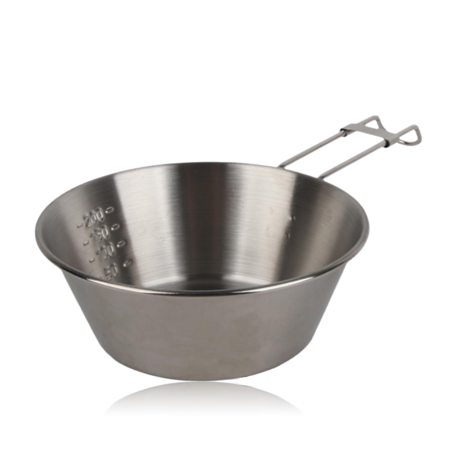 equlup Camping Bowl, 300ml Stainless Steel Camping Cookware with Folding Handle Portable Backpacking Dinnerware Soup Plate for Outdoor Picnic BBQ