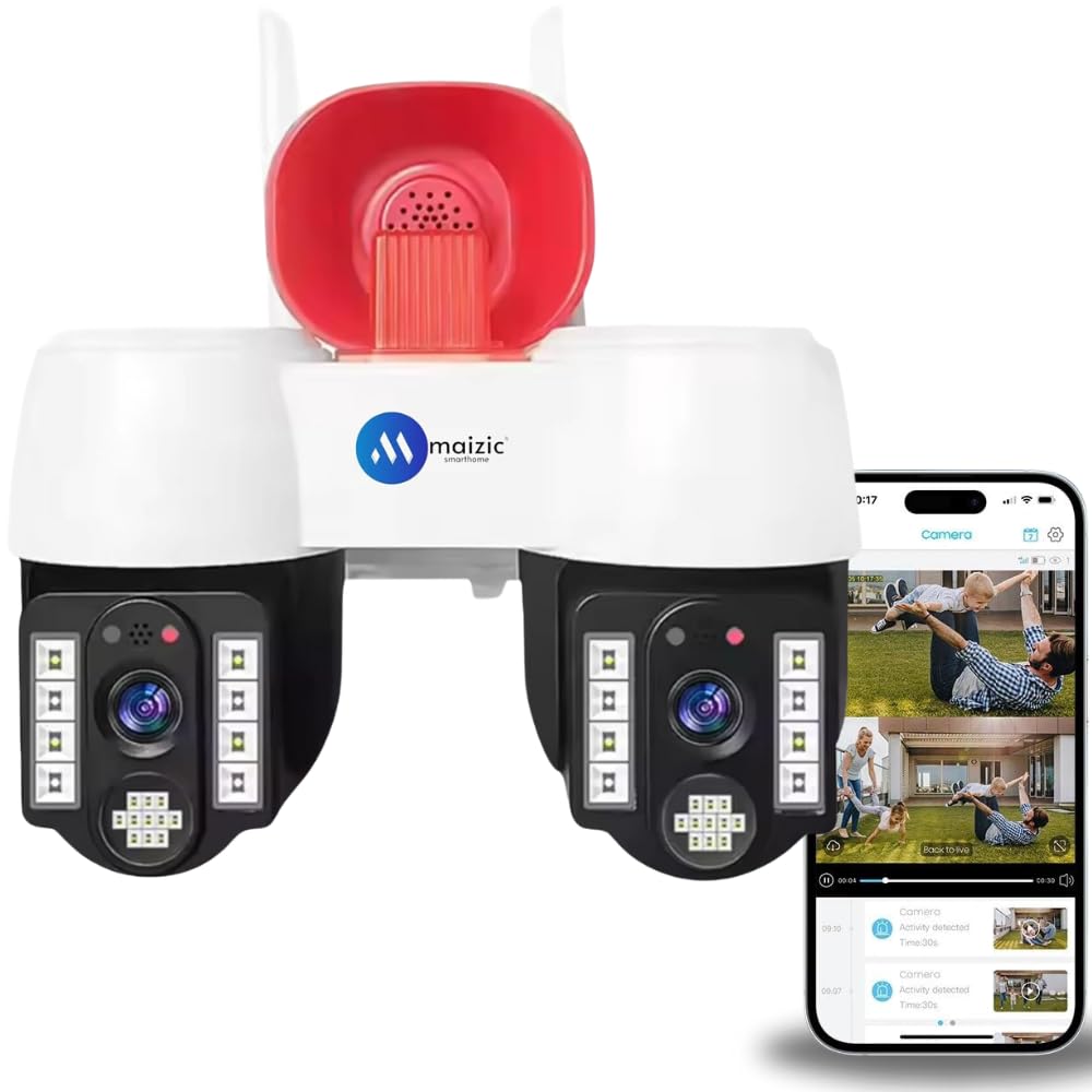 Maizic Smarthome 2in1 2K FHD Siren WiFi Wireless Outdoor Camera with Dual Lens | 360 Degree View | Alarm | Motion Detection | Color Night Vision | IP66 Weatherproof | Two Way Audio (B0DC5DHWYV) Amazon Price History, Amazon Price Tracker