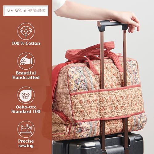 Maison d' Hermine Weekender Bags for Women Cotton Quilted Duffel Overnight Luggage Weekend Bag for Men Gym Sports Gifts Travel Business Travellers Family Trip (Asmi)2