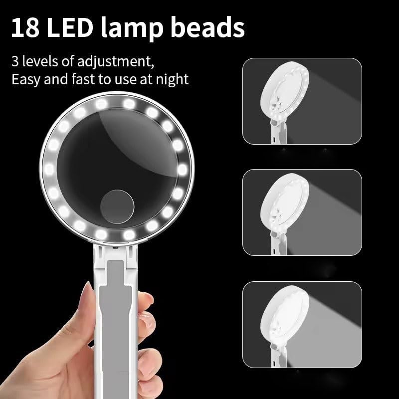 20X Magnifier Lamp Foldable Portable Hand-held Magnifying Glass for Electronic Repair