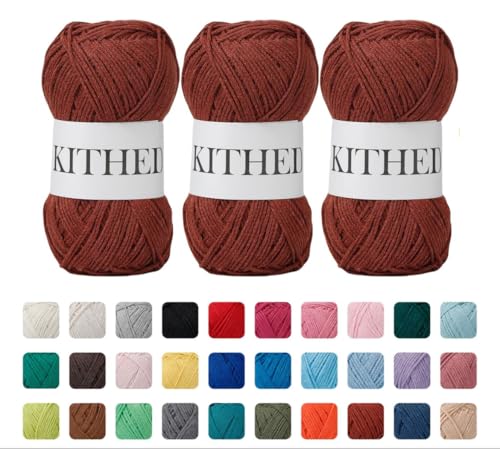 Image of Cotton Yarn,10.5oz,526yard,3 Pack ,Soft Yarn for Crocheting and Knitting (40 Reddish Brown)